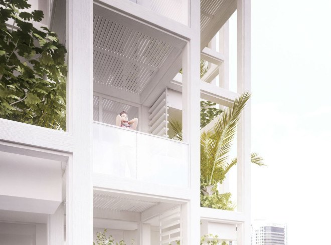 Penda, Vijayawada Garden Estate, green tower, residential tower, high-rise, rainwater collection, prefab housing, modular housing, vertical garden, green architecture, netural ventilation, customizable homes, India