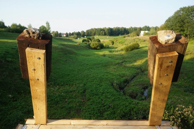 Wild Thing, Riga Technical University, Riga Technical University International Summer School, architecture, student projects, treehouse, rewilding, tiny cabins, bird hide, revegetation, Latvia, recycled building materials, wood, wooden structures, Wild Thing cabin in Latvian meadow,