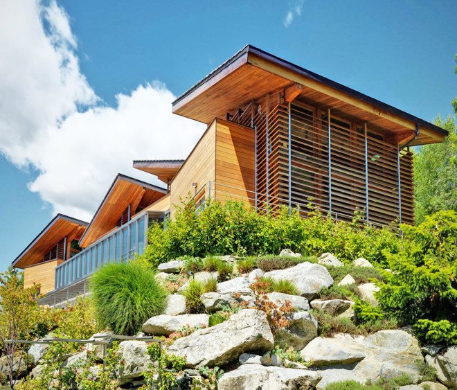 Casa Rosset, geothermal energy, zero energy, zero energy home, De Carlo Gualla Architects, Italian Alps, Aosta, solar energy, low-emission glazing, passive principles, passive house, heat pumps, timber louvers