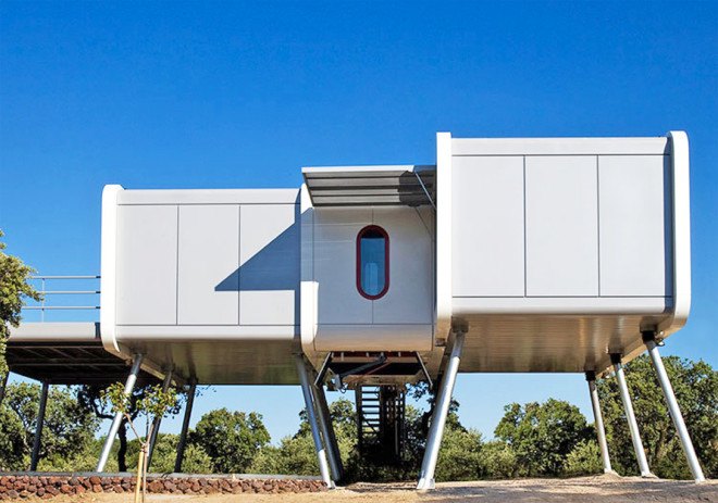 NOEM, Spaceship House, Spaceship House by NOEM, Class A energy certification, energy efficiency, Pyrenean wood, La Moraleja, UFO-like home, UFO home, prefab home, modular home, prefab architecture, modular architecture, sci-fi home,