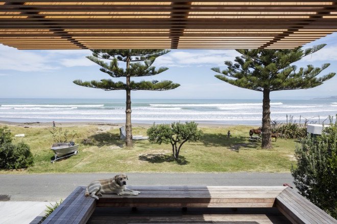 offSET Shed House, offSET Shed House by Irving Smith Jack Architects, offSET Shed House by ISJ Architects, ISJ Architects, passive design, New Zealand, shed house, rainwater collection, northern light, beach house, Tasmanian Oak, corrugated metal