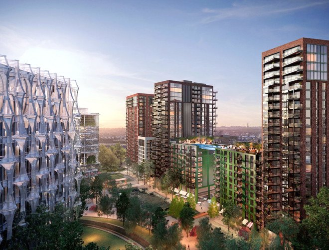sky pool, world’s first sky pool, Sean Mulryan, Ballymore, Arup Associates, Battersea Power Station, Embassy Gardens, luxury development, pool, swimming pool, London, Nine Elms, sky pool London, 10 story high pool, 115 feet high pool, glass sky pool, transparent sky pool