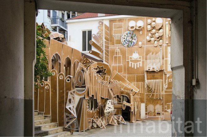 art installation, art of cardboard, Milan, pop-up, daniel gonzalez, temporary installation, cardboard, origami, Marselleria, paper architecture, paper artwork