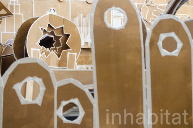 art installation, art of cardboard, Milan, pop-up, daniel gonzalez, temporary installation, cardboard, origami, Marselleria, paper architecture, paper artwork