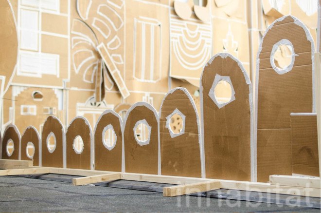 art installation, art of cardboard, Milan, pop-up, daniel gonzalez, temporary installation, cardboard, origami, Marselleria, paper architecture, paper artwork