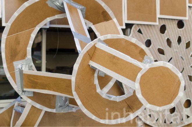 art installation, art of cardboard, Milan, pop-up, daniel gonzalez, temporary installation, cardboard, origami, Marselleria, paper architecture, paper artwork