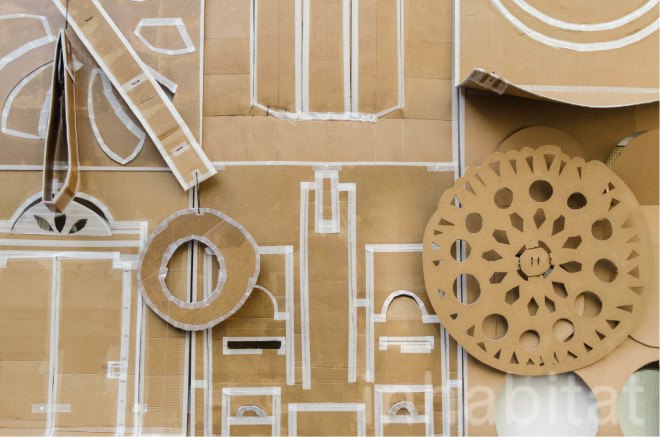art installation, art of cardboard, Milan, pop-up, daniel gonzalez, temporary installation, cardboard, origami, Marselleria, paper architecture, paper artwork