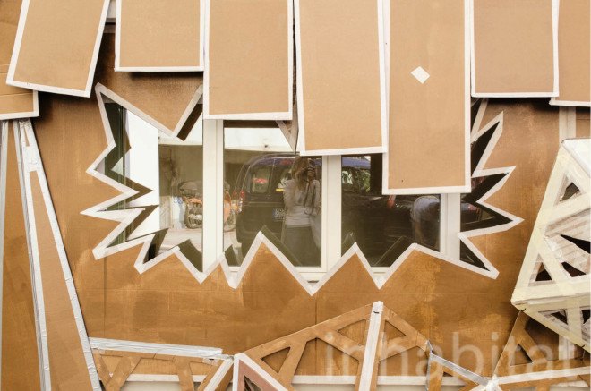 art installation, art of cardboard, Milan, pop-up, daniel gonzalez, temporary installation, cardboard, origami, Marselleria, paper architecture, paper artwork