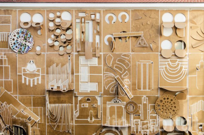 art installation, art of cardboard, Milan, pop-up, daniel gonzalez, temporary installation, cardboard, origami, Marselleria, paper architecture, paper artwork