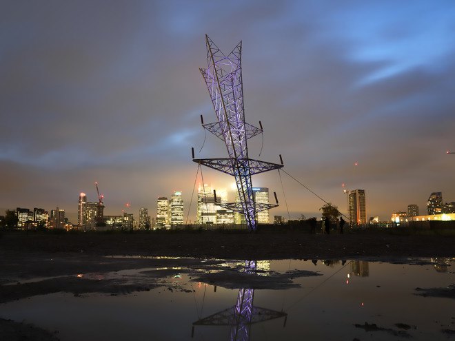 A Bullet from a Shooting Star, A Bullet from a Shooting Star by Alex Chinneck, Alex Chinneck, sculpture, illusion, art installation, Greenwich, Greenwich peninsula, London Design Festival, London Design Festival 2015, London Design Festival Alex Chinneck,