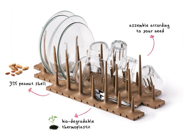 recycled dish rack, recycled materials, recycled products, upcycled products, sustainable design, green design, green products, biodegradable products, OObject