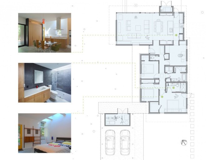 Carrboro Home, Carrboro Home by CUBE design + research, CUBE design + research, solar power, geothermal energy, radiant floor heating, rainwater harvesting, natural light, skylights, open plan, midcentury modern, designed for aging in place, acid washed zinc walls, zinc walls, Aiyyer Residence, Aiyyer Residence by CUBE design + research
