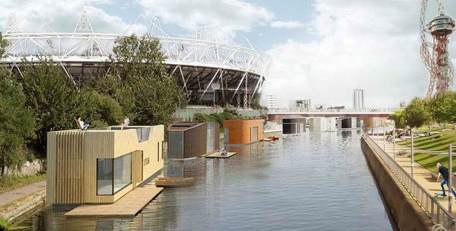 Baca Architects, London, floods, prefab houses, prefb, floating houses, green architecture, affordable housing, Floating homes