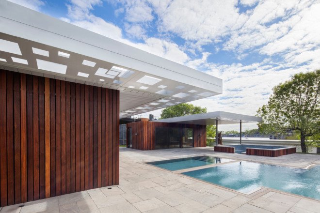 Bota Bota spa, Montreal, Bota Bota Gardens, MU Architecture, Bota Bota Gardens by MU Architecture, geothermal, green roofs, cargotecture, shipping containers, Ipe wood, Port of the Saint Lawrence River, Old Montreal, infinity pool, radiant heated flooring system, spa on water, boat spa