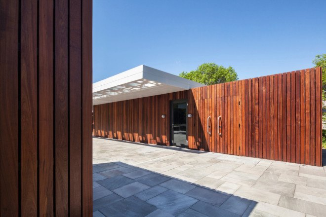 Bota Bota spa, Montreal, Bota Bota Gardens, MU Architecture, Bota Bota Gardens by MU Architecture, geothermal, green roofs, cargotecture, shipping containers, Ipe wood, Port of the Saint Lawrence River, Old Montreal, infinity pool, radiant heated flooring system, spa on water, boat spa
