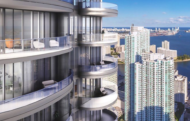 Brickell Flatiron, Miami, CMC group, Julian Schnabel, Luis Revuelta, 1001 South Miami Avenue, downtown Miami, Walkable miami, pedestrian friendly Miami, luxury development, residential tower, Renaissance revival, glass tower, skyscraper, luxury condo