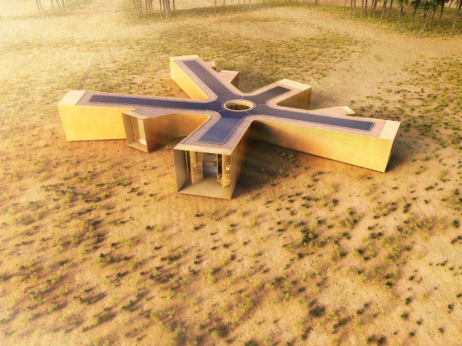 baharash architecture, solar powered desert retreat, united arab emirates desert home, luxury vacation home desert, solar powered vacation home, solar powered home, 100 percent solar powered