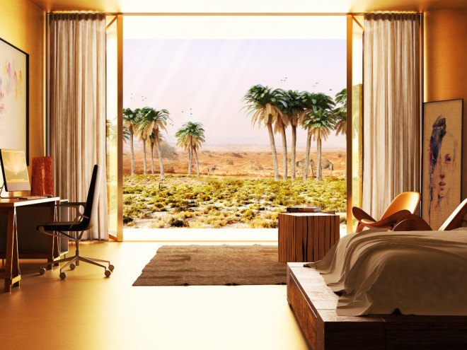 baharash architecture, solar powered desert retreat, united arab emirates desert home, luxury vacation home desert, solar powered vacation home, solar powered home, 100 percent solar powered