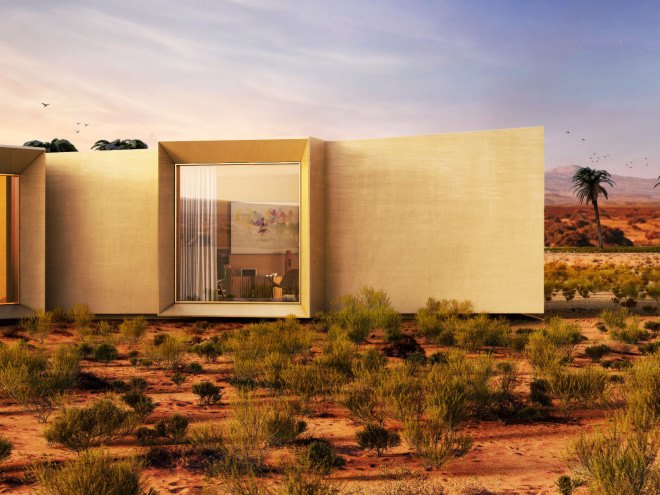 baharash architecture, solar powered desert retreat, united arab emirates desert home, luxury vacation home desert, solar powered vacation home, solar powered home, 100 percent solar powered