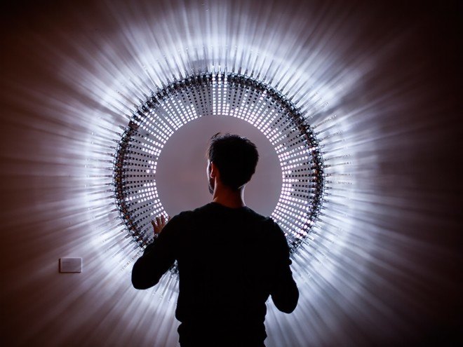 DiscoDisco, Disco Disco, Disco Disco lED sculpture, DiscoDisco by Haberdashery, Disco Disco light by Haberdashery, LEDs, LED sculpture, LED installation, lighting installation, disco ball, music visualizer, modular lighting, London Design Festival 2015, London Design Festival, designjunction