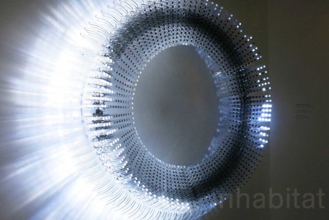 DiscoDisco, Disco Disco, Disco Disco lED sculpture, DiscoDisco by Haberdashery, Disco Disco light by Haberdashery, LEDs, LED sculpture, LED installation, lighting installation, disco ball, music visualizer, modular lighting, London Design Festival 2015, London Design Festival, designjunction