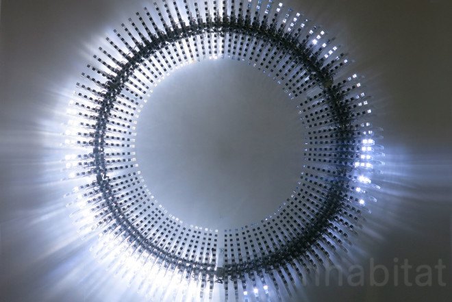 DiscoDisco, Disco Disco, Disco Disco lED sculpture, DiscoDisco by Haberdashery, Disco Disco light by Haberdashery, LEDs, LED sculpture, LED installation, lighting installation, disco ball, music visualizer, modular lighting, London Design Festival 2015, London Design Festival, designjunction