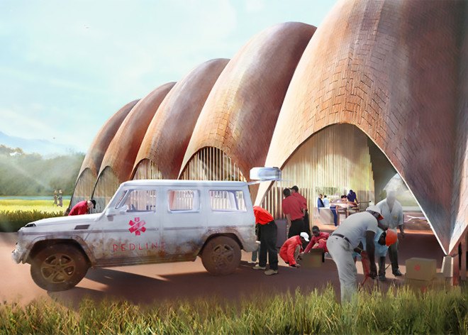 drones, Droneport, Droneport by Foster + Partners, Lord Foster, Foster + Partners, Rwanda, East Africa, aid, medical supplies, drone deliver medical supplies, Blueline, Redline, Afrotech, unmanned flying vehicles, drone aid, drone saving lives