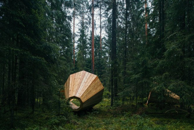 wooden megaphone, Tõnu Tunnel, Birgit Õigus, Pähni Nature Centre, estonian academy of the arts, megaphones in the woods, forest megaphones
