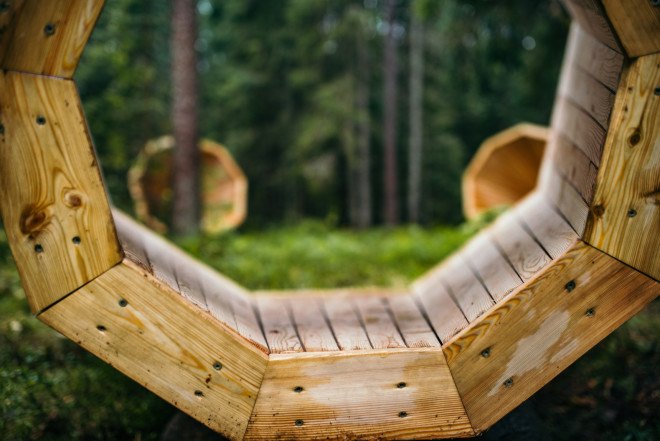 wooden megaphone, Tõnu Tunnel, Birgit Õigus, Pähni Nature Centre, estonian academy of the arts, megaphones in the woods, forest megaphones