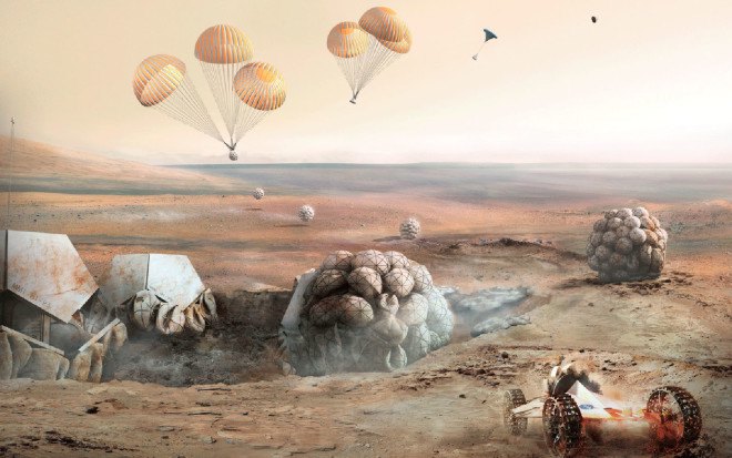 Foster+Partners, space habitat, Mars, Mars habitat, NASA, space travel, 3d printing, 3d printing technology, futuristic design, modular architecture, inflatable architecture