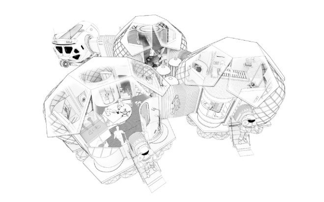 Foster+Partners, space habitat, Mars, Mars habitat, NASA, space travel, 3d printing, 3d printing technology, futuristic design, modular architecture, inflatable architecture