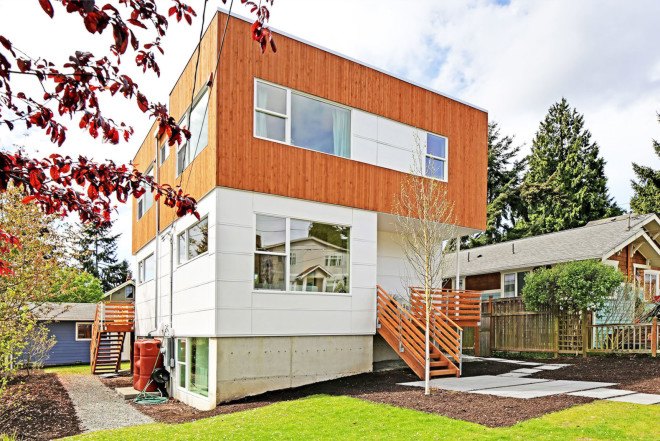 Seattle greenfab, Greenfab design, prefab homes, passive design, net-zero energy house, LEED Platinum certification, energy efficient home design,James Hardie panels, Seattle prefab home, energy efficiency, sustainable design, green design, sustainable materials,