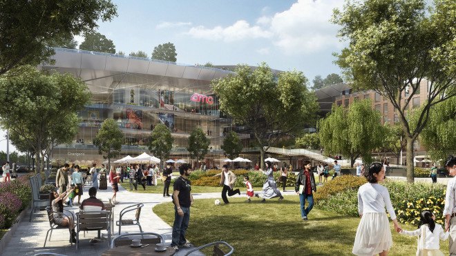 Hills at Vallco, Vallco Shopping Mall, world’s largest green roof, Cupertino, Sand Hill Property Company, Hills at Vallco by Sand Hills, Olin, mixed use development, Silicon Valley, green roof Cupertino, Reed Moulds, Rafael Viñoly, Olin Landscape Architects, Hills at Vallco by Rafael Viñoly, Hills at Vallco by Olin, LEED Platinum, Cupertino park