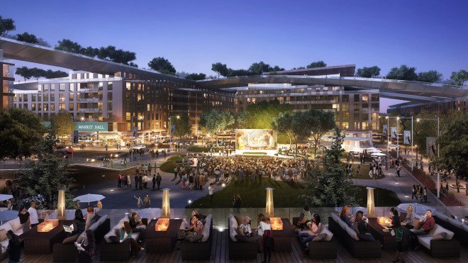Hills at Vallco, Vallco Shopping Mall, world’s largest green roof, Cupertino, Sand Hill Property Company, Hills at Vallco by Sand Hills, Olin, mixed use development, Silicon Valley, green roof Cupertino, Reed Moulds, Rafael Viñoly, Olin Landscape Architects, Hills at Vallco by Rafael Viñoly, Hills at Vallco by Olin, LEED Platinum, Cupertino park
