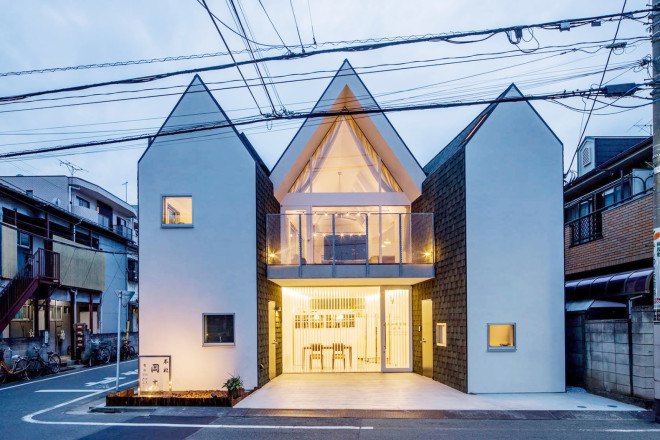 Housecut, Starpilots, Japan, Tokyo, pitched roof, natural light, shingles, wood flooring, transparent facade, daylit spaces, green architecture, Japanese architecture