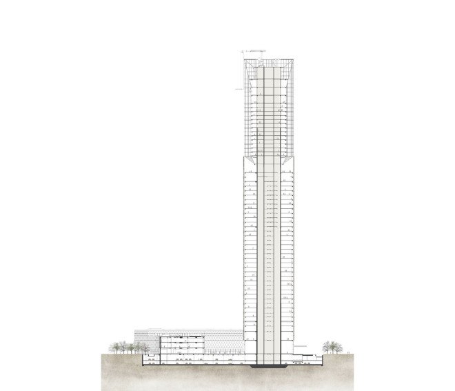LEED Silver, Nanchang, Greenland Group, SOM, Skidmore, Owings & Merrill, Jiangxi Greenland Zifeng Tower, Jiangxi Greenland Zifeng Tower by SOM, glass skyscraper, skyscraper, mixed use skyscraper, mixed use, China, shading fin system, luxury hotel, sun shades, solar heat gain, LEDs,