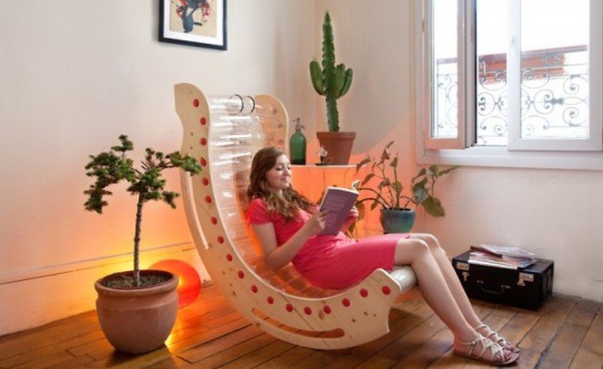 Kuskus, Kuskus rocking chair, upcycled plastic bottles, plastic bottles, PET bottles, upcycled plastic bottle furniture, Gregory Hoogstoel, Plastiketic, reader submitted content