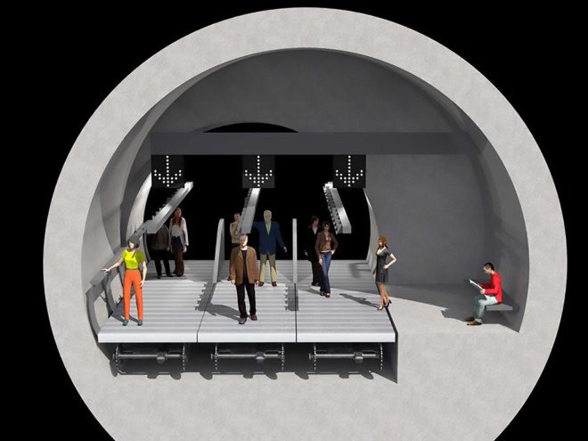 travelator, London Underground, NBBJ, Circle line, London Tube, moving walkway London Underground, London, transportation, moving walkways,