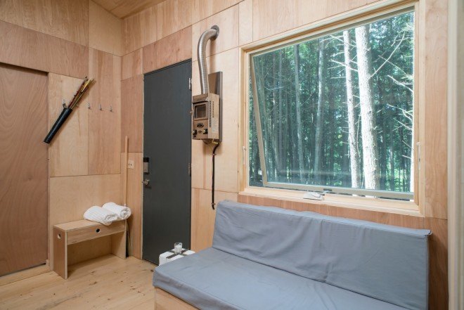 Lorraine, Getaway, Getaway startup, Ovida, Lorraine tiny house, tiny house, tiny houses, rent a tiny house, Harvard student startup, Harvard student tiny house, Harvard student Getaway, Harvard Getaway startup, composting toilet, tiny home, off grid home, solar powered home, closed water system