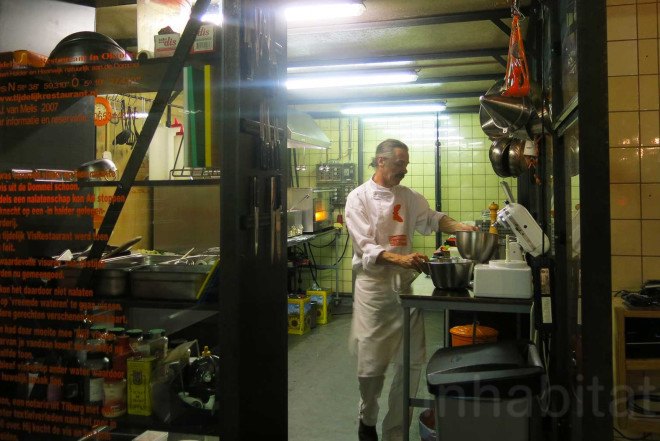 Mirale Loonen, Jan Hein van Melis, underground, 70s-style restaurant, Retro Fondue Restaurant, vintage tensils, renovated Philips factory, Europe's largest indoor skate park, Strijp-S, Eindhoven, orange elements, organic food,
