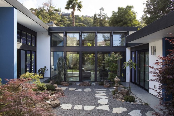 Klopf Architects, Eichler homes, energy efficient architecture, floor-to-ceiling windows, open layout, green architecture, skylights, green interior