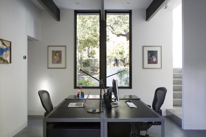 Klopf Architects, Eichler homes, energy efficient architecture, floor-to-ceiling windows, open layout, green architecture, skylights, green interior