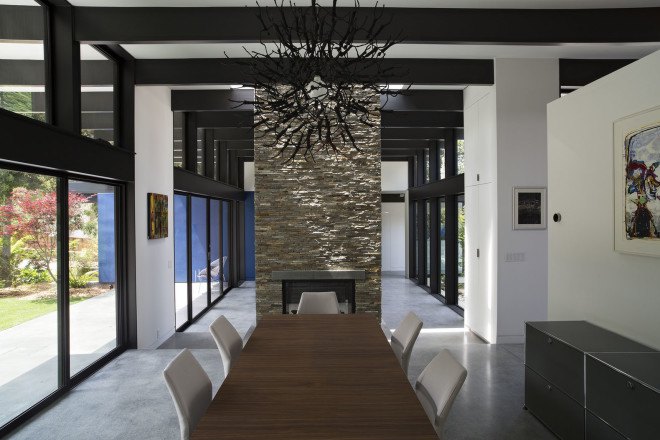 Klopf Architects, Eichler homes, energy efficient architecture, floor-to-ceiling windows, open layout, green architecture, skylights, green interior