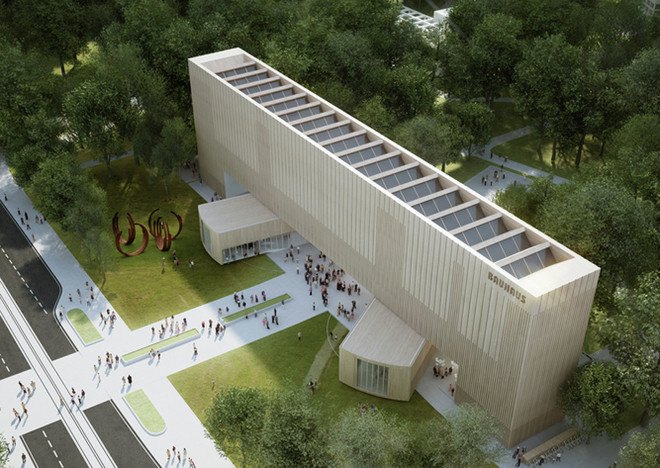 Penda, new bauhaus museum, green museum, transformable architecture, rotating building, public spaces, public park, Dessau, Bauhaus, Berlin, green architecture, architecture competition