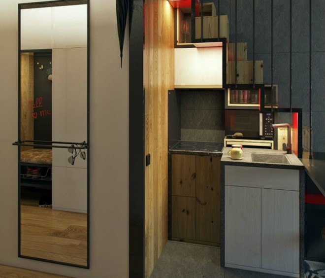 One Studio, microapartment, tiny homes, ukraine architecture, architecture, micro architecture, urhan desing, micro units, green design, sustainable design, 18 square meter apartment, Kharkov, Ukraine, space saving tips, efficient storage, micro abode