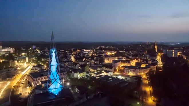 Phänomenta Science Centre, LED tower, green tower, membrane tower, exhibition space, Germany, german architects, tower design, green architecture, green lighting, LED lights, formTLIngenieure, Beier+Wellach Projekte, KKW Architekten, Schneider+Schumacher