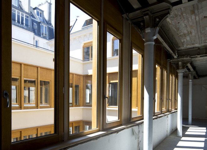 Parc Architects, Paris, office building, green renovation, wooden facade, aluminum facade, courtyard, green architecture, wooden architecture