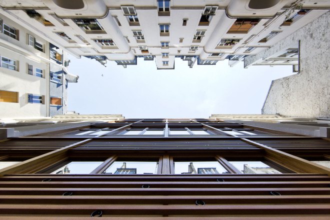 Parc Architects, Paris, office building, green renovation, wooden facade, aluminum facade, courtyard, green architecture, wooden architecture
