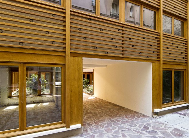 Parc Architects, Paris, office building, green renovation, wooden facade, aluminum facade, courtyard, green architecture, wooden architecture