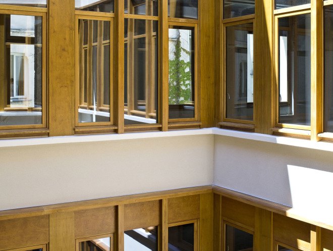 Parc Architects, Paris, office building, green renovation, wooden facade, aluminum facade, courtyard, green architecture, wooden architecture